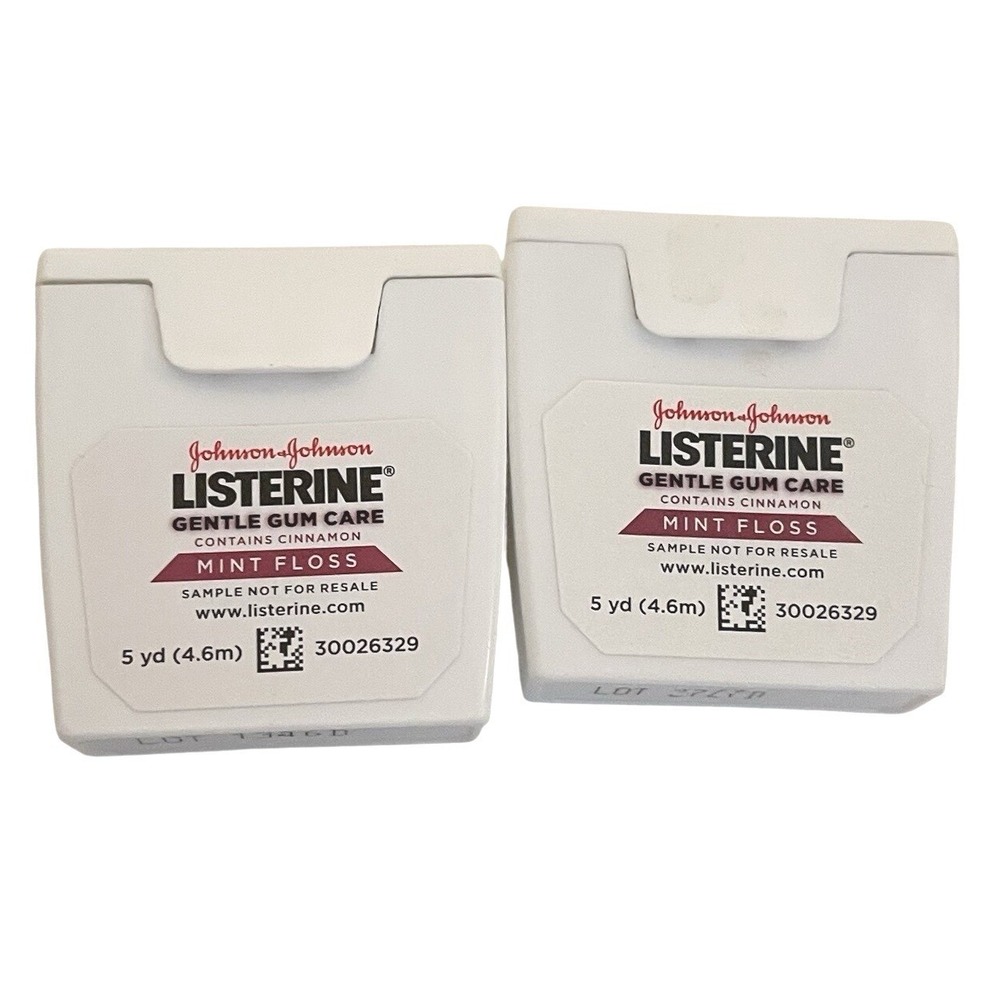 2 Listerine Reach 5yd Ea. Gentle Gum Care Cinnamon‎ Mint WOVEN FLOSS